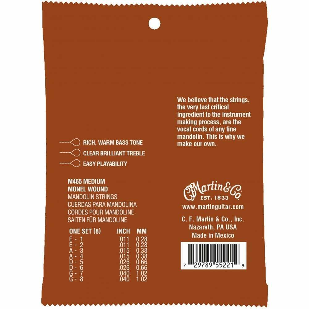 Martin Mandolin Strings 80/20 Bronze or Retro Monel M400 M465