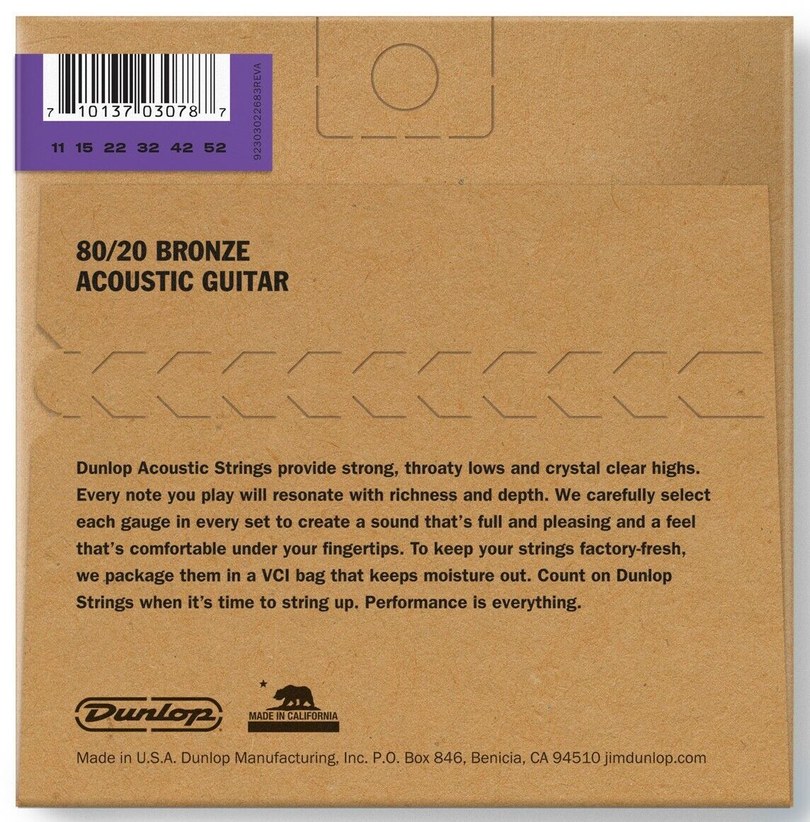 Dunlop 80/20 Bronze 11-52 Medium-Light Acoustic Guitar Strings DAB1152