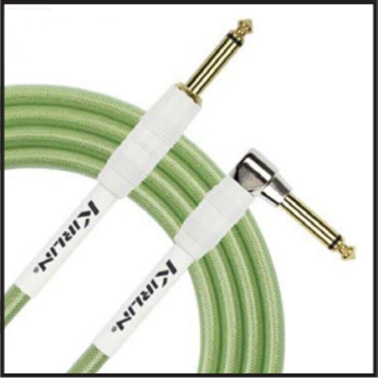 Kirlin 20ft Gel Series Pro Audio Green Guitar Lead- str jack-angled jack