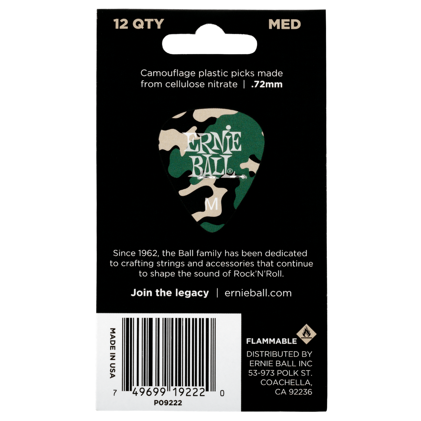 Ernie Ball Camouflage Cellulose Plectrums - Bag of 12 Picks