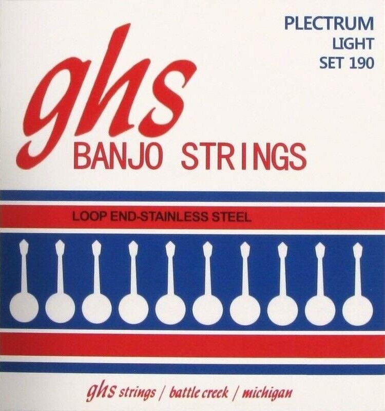 Ghs 4 String Plectrum Banjo 11-26 Loop End Stainless Steel Banjo Strings 190