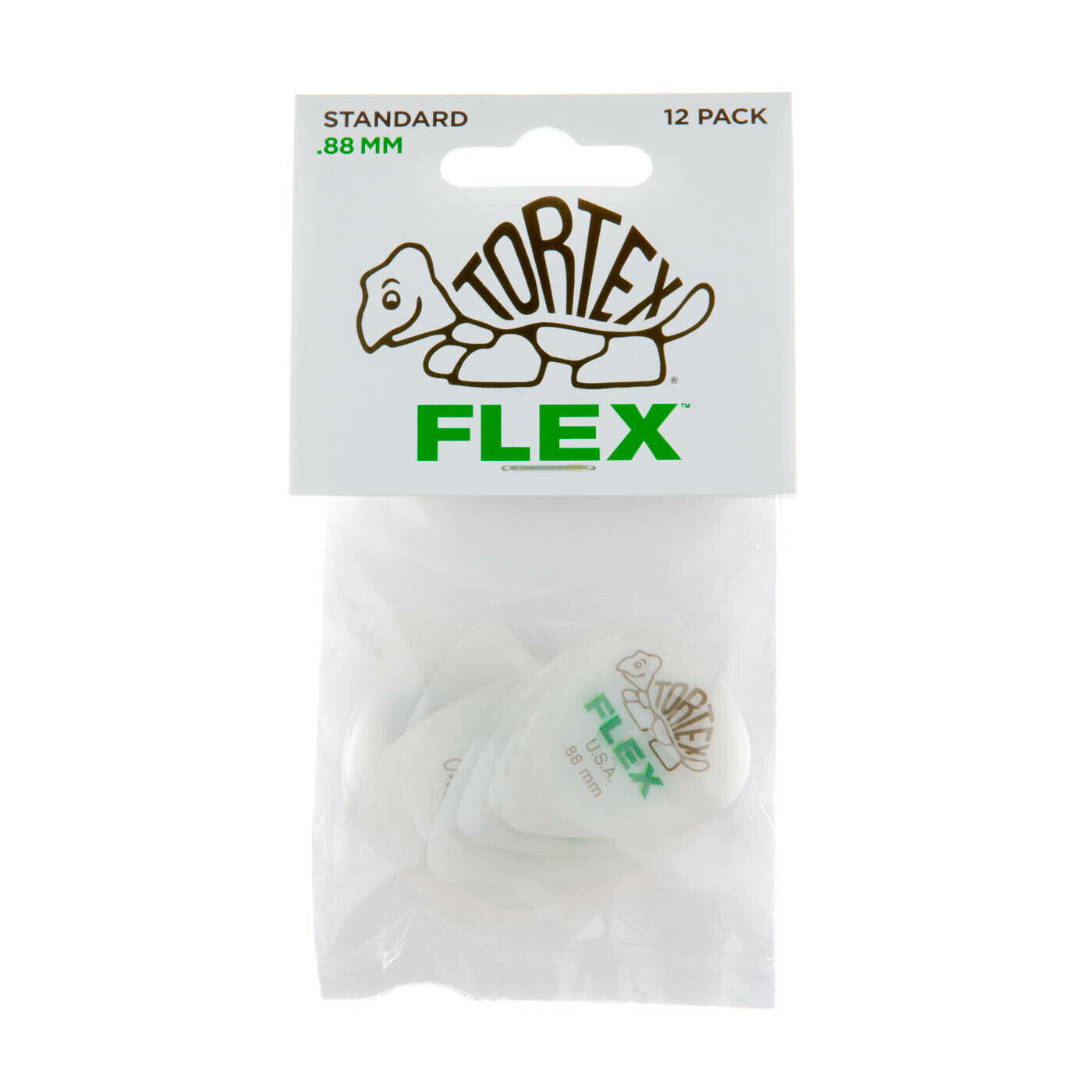 Jim Dunlop Tortex Flex Standard Grip 0.88mm Plectrums - (Bag of 12 Picks)