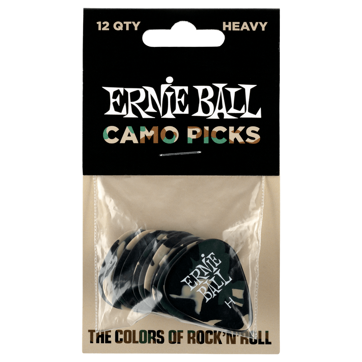 Ernie Ball Camouflage Cellulose Plectrums - Bag of 12 Picks