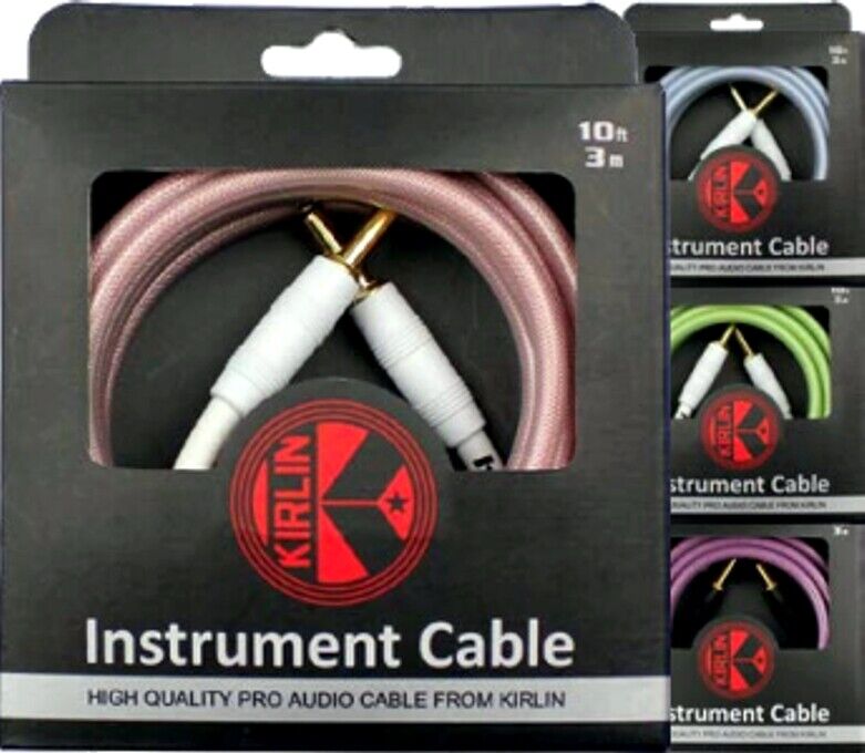Kirlin 10ft Gel Series Pro Audio Purple Guitar Lead - straight jack-jack