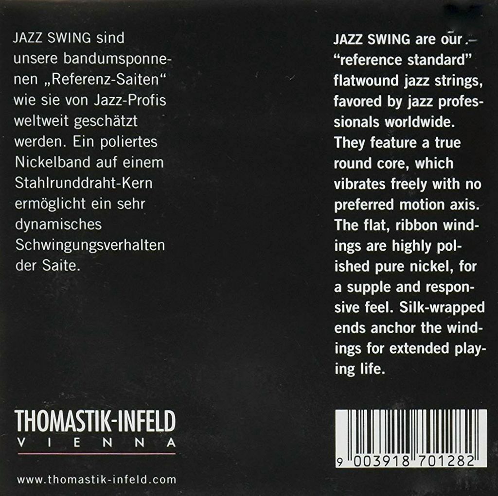 Thomastik Jazz Swing Series Flatwound Set 13-53 Tin plated trebles - JS113T