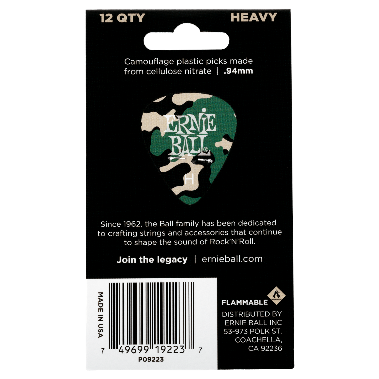 Ernie Ball Camouflage Cellulose Plectrums - Bag of 12 Picks