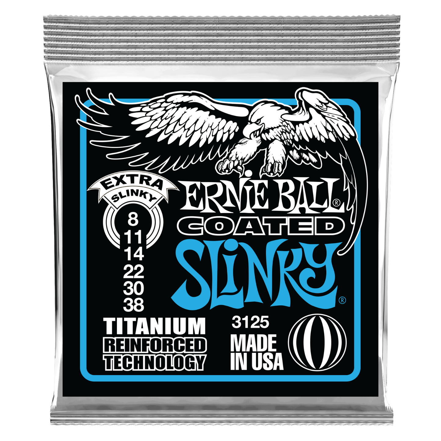 Ernie Ball Coated Titanium RPS Extra Slinky 08-38 Electric Guitar Strings 3125