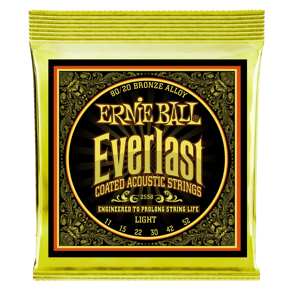 Ernie Ball Everlast COATED 80/20 Bronze Light 11-52 Acoustic Guitar Strings 2558