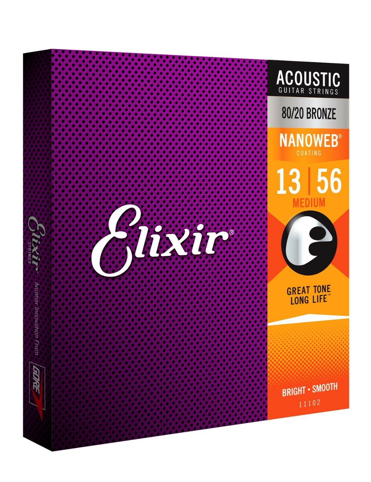 Elixir Nanoweb Coated 13-56 Medium 80/20 Bronze Acoustic Strings 11102