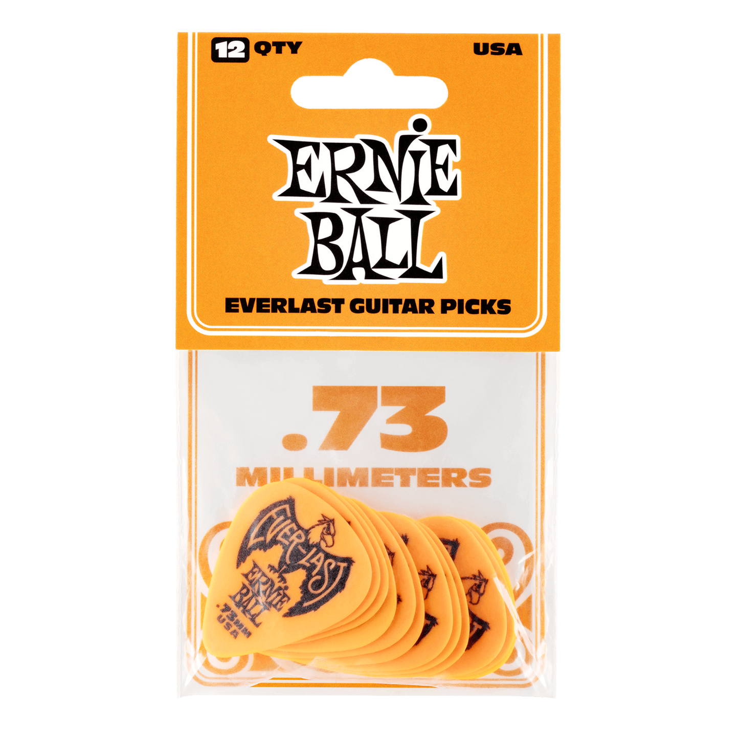 Ernie Ball Everlast 0.73mm Orange Plectrums P09190 - (Bag of 12 Picks)