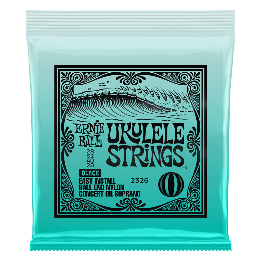 Ernie Ball BLACK Nylon Concert or Soprano Ball End Ukulele Strings 2326