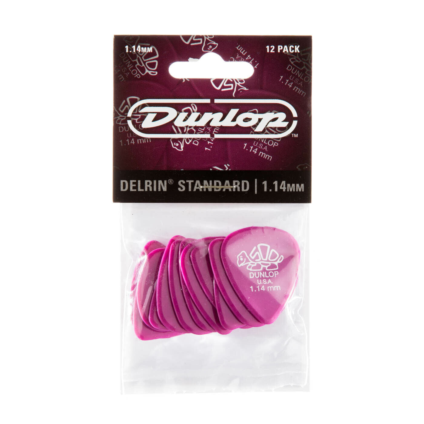 Jim Dunlop Delrin 500 Standard 1.14mm Plectrums 41P114 - (12 Picks)