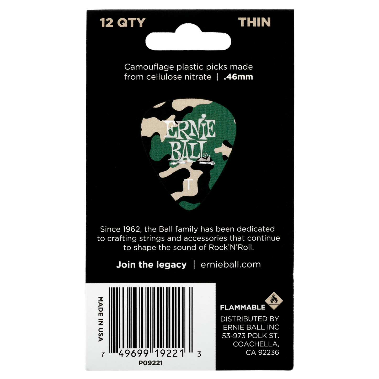 Ernie Ball Camouflage Cellulose Plectrums - Bag of 12 Picks