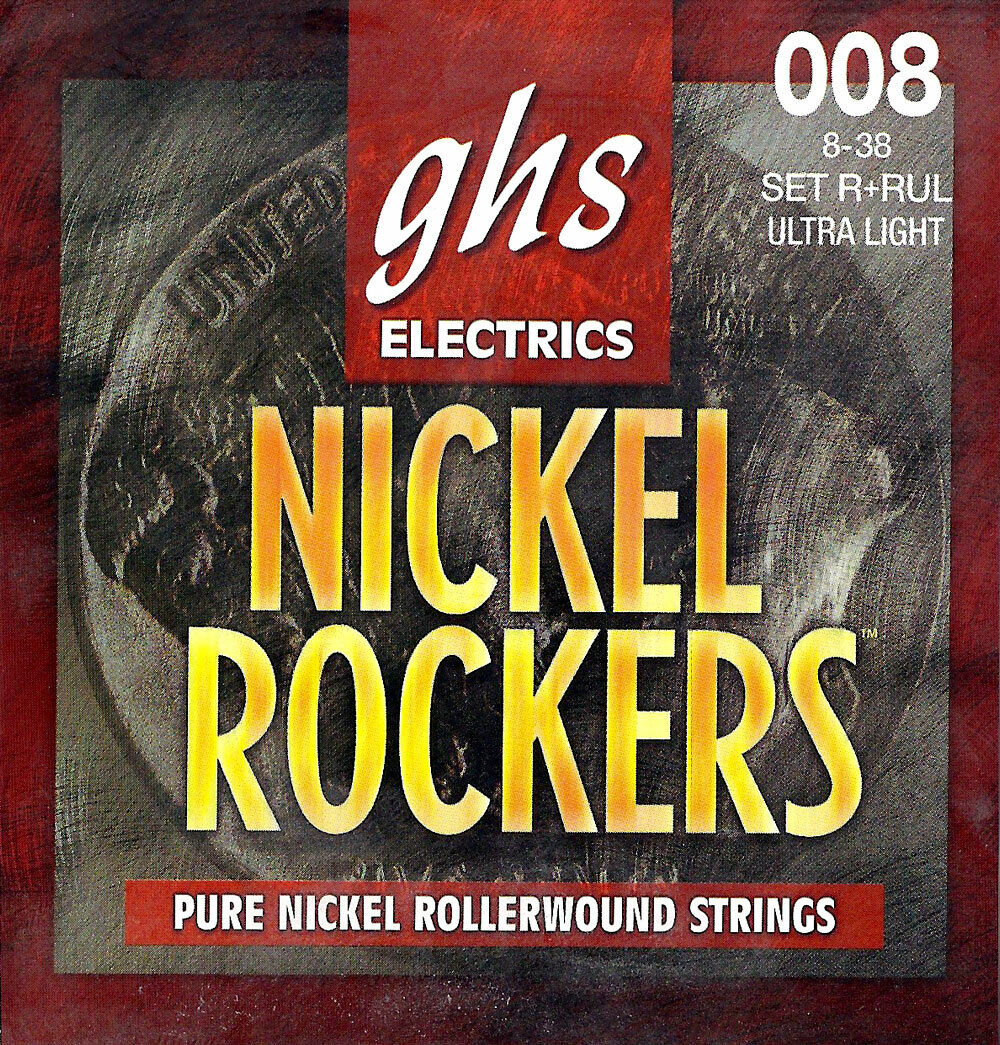 Ghs Nickel Rockers 08-38 Ultra-Lt Pure Nickel Wound Electric Guitar Strings RRUL