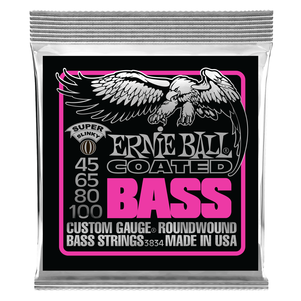 Ernie Ball Coated Super Slinky 45-100 Nickel Wound Electric Bass Strings 3834