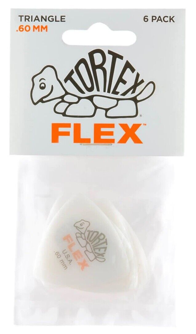 Jim Dunlop Tortex Flex Triangle .60mm Plectrums - 456P060 - (Bag of 6 Picks)