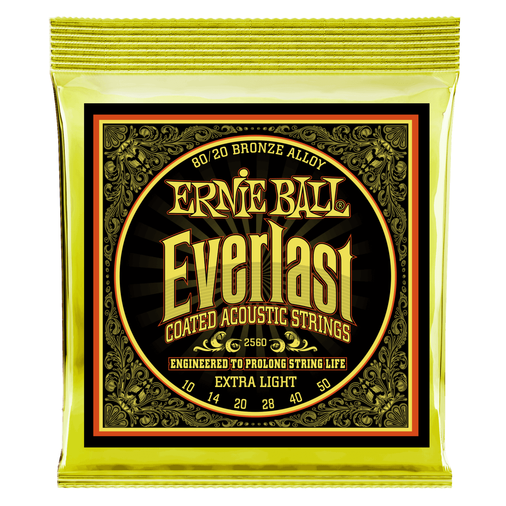 Ernie Ball Everlast COATED 80/20 Bronze Ex Light 10-50 Acoustic Gtr Strings 2560