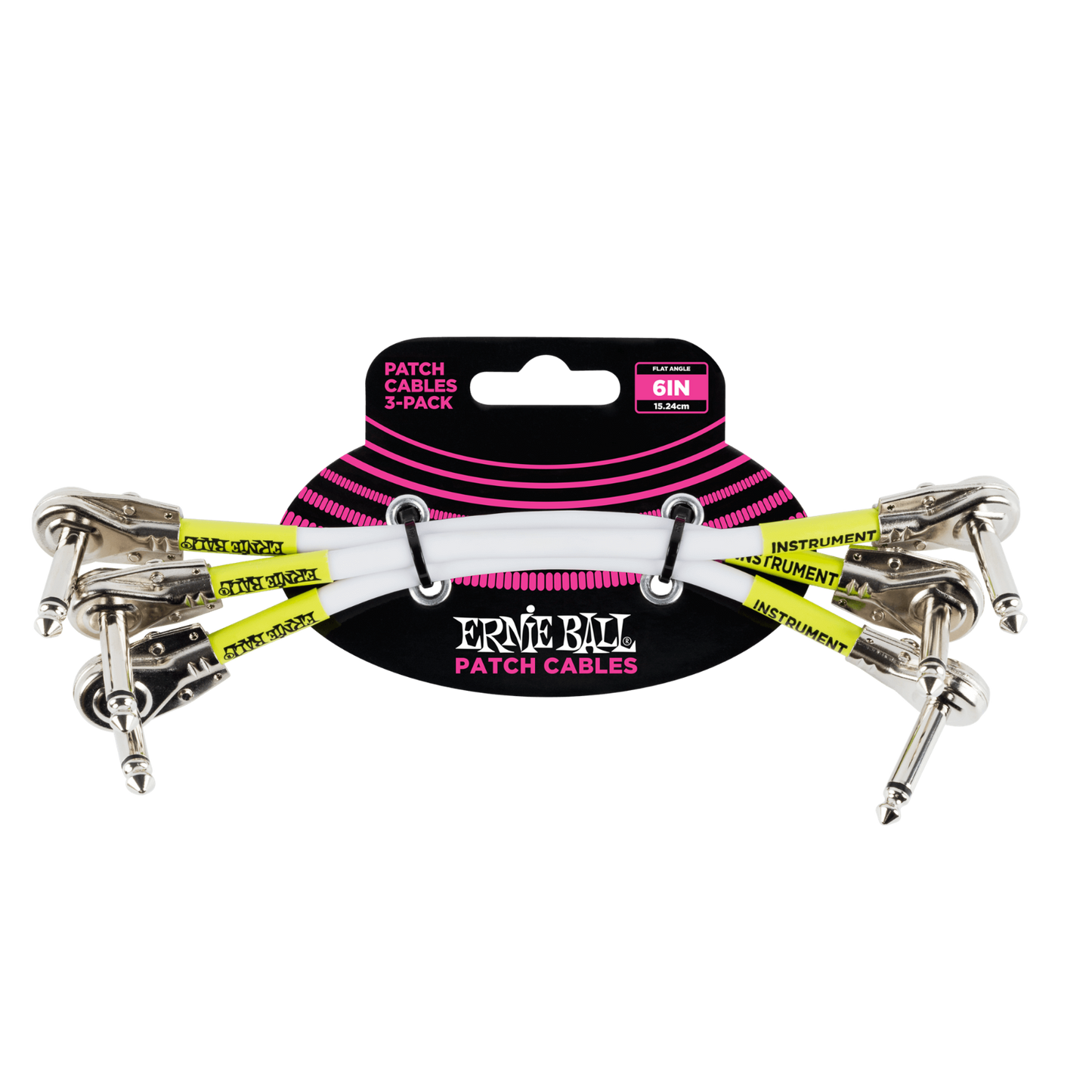 Ernie Ball 6 inch 3-Pack White Pancake Jacks Patch Cables / Lead 6052