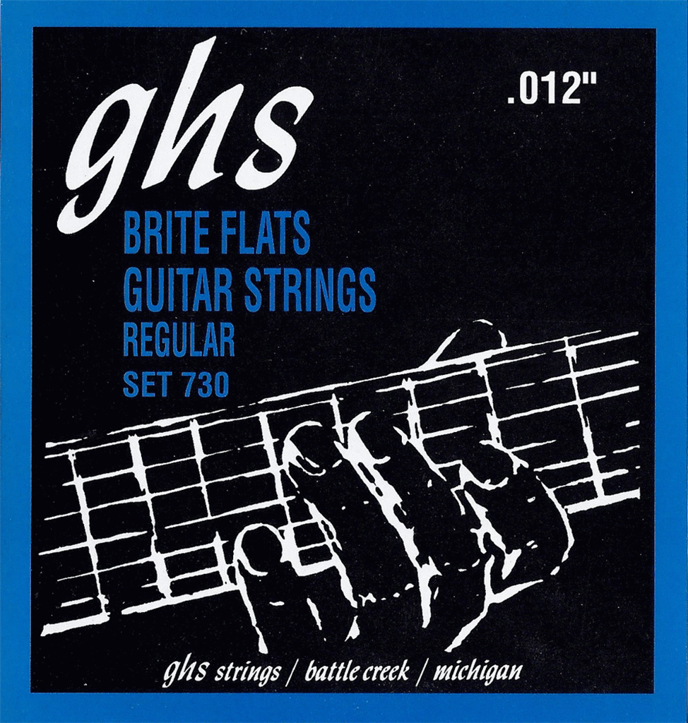 Ghs Brite Flats 12-54 Regular Flatwound Feel Electric Guitar Strings 730