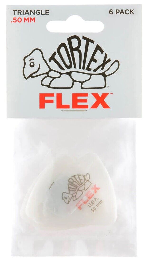 Jim Dunlop Tortex Flex Triangle 0.50mm Plectrums - 456P050 - (Bag of 6 Picks)