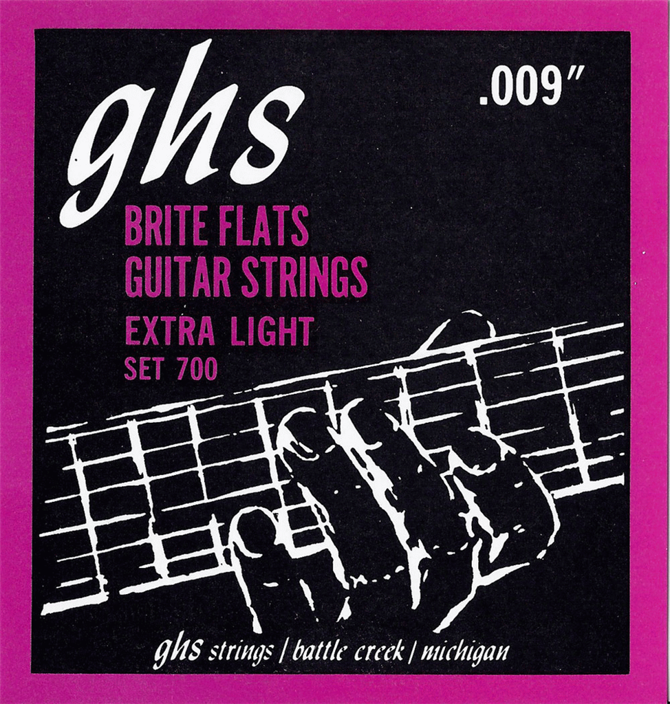Ghs Brite Flats 09-42 Extra Light Flatwound Feel Electric Guitar Strings 700