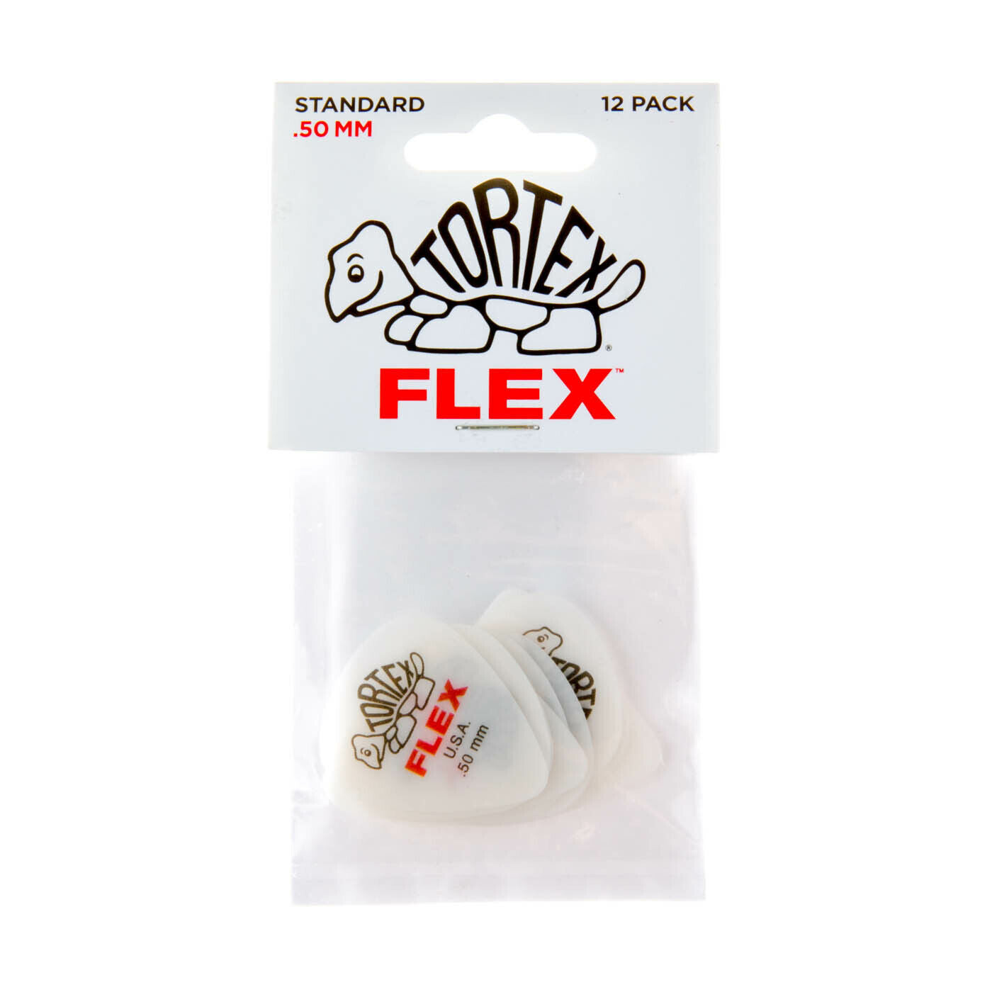 Jim Dunlop Tortex Flex Standard Grip 0.50mm Plectrums - (Bag of 12 Picks)