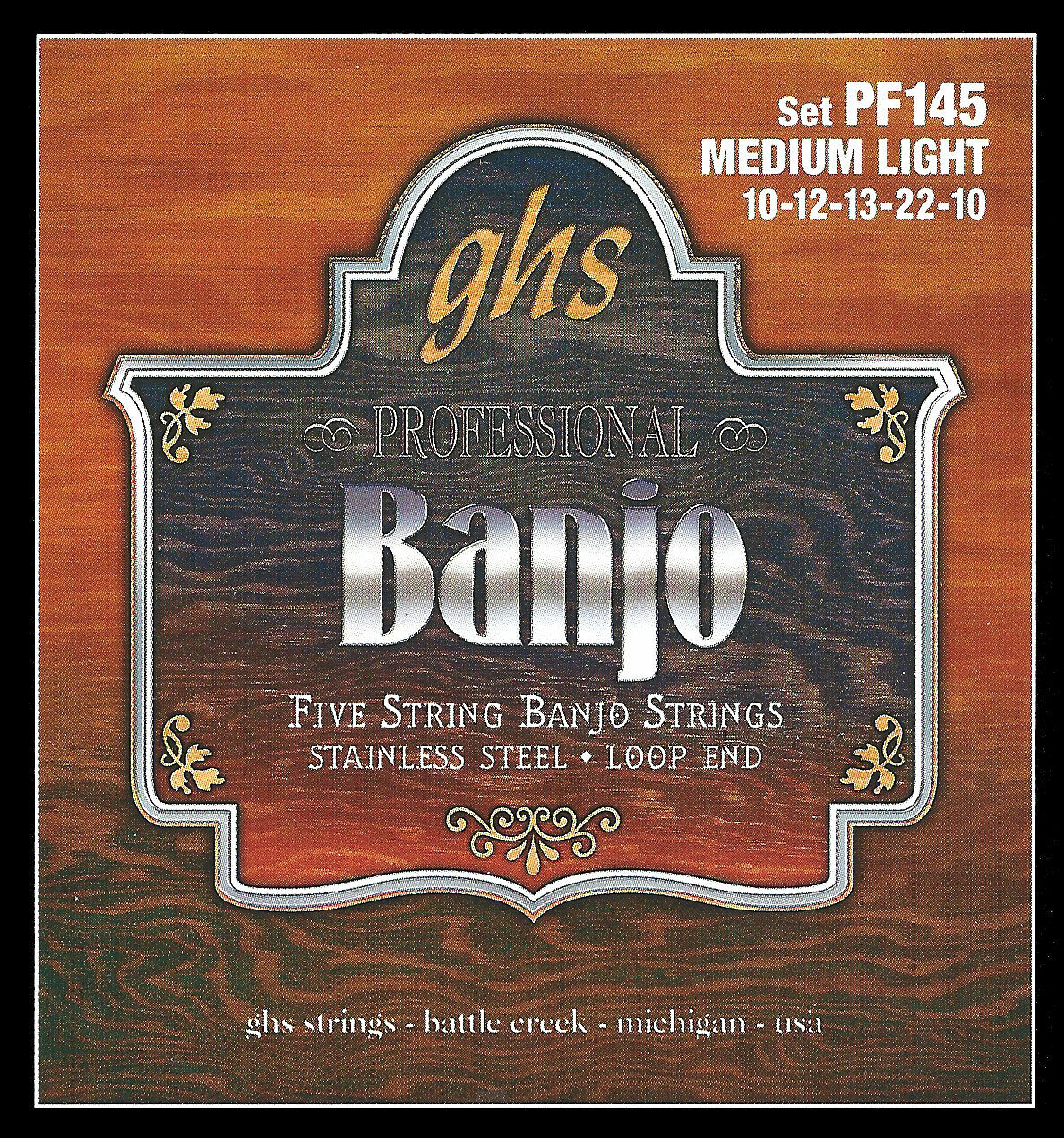 Ghs 5 String 10-22w Medium-Light Stainless Steel Loop End Banjo Strings PF145