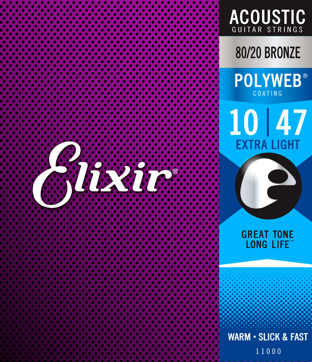 Elixir Polyweb Coated 10-47 Extra Light 80/20 Bronze Acoustic Strings 11000