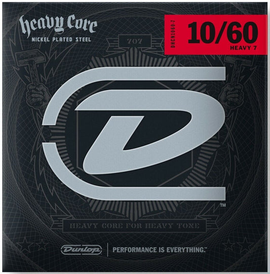 Dunlop 7 String Heavy Core Nickel Wound 10-60 Heavy Electric Guitar Strings