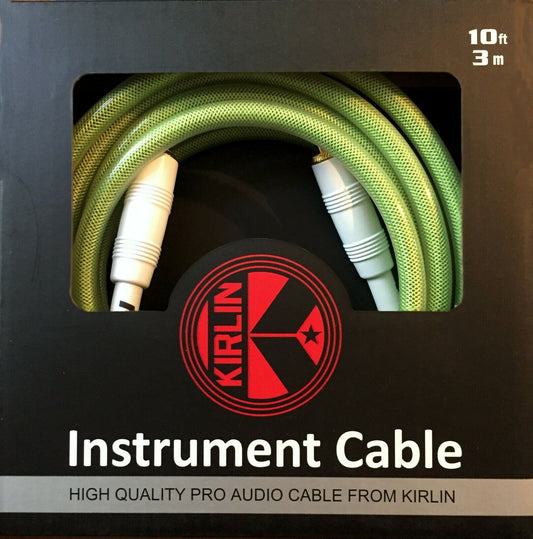 Kirlin 10ft Gel Series Pro Audio Green Guitar Lead - jack to jack