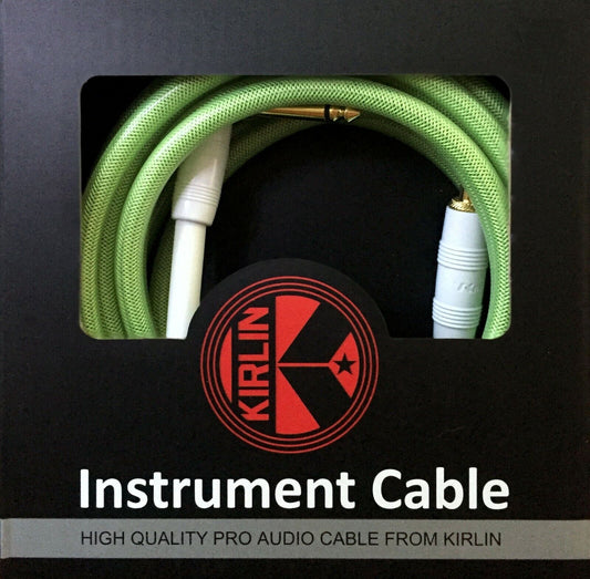 Kirlin 20ft Gel Series Pro Audio Green Guitar Lead- str jack-angled jack