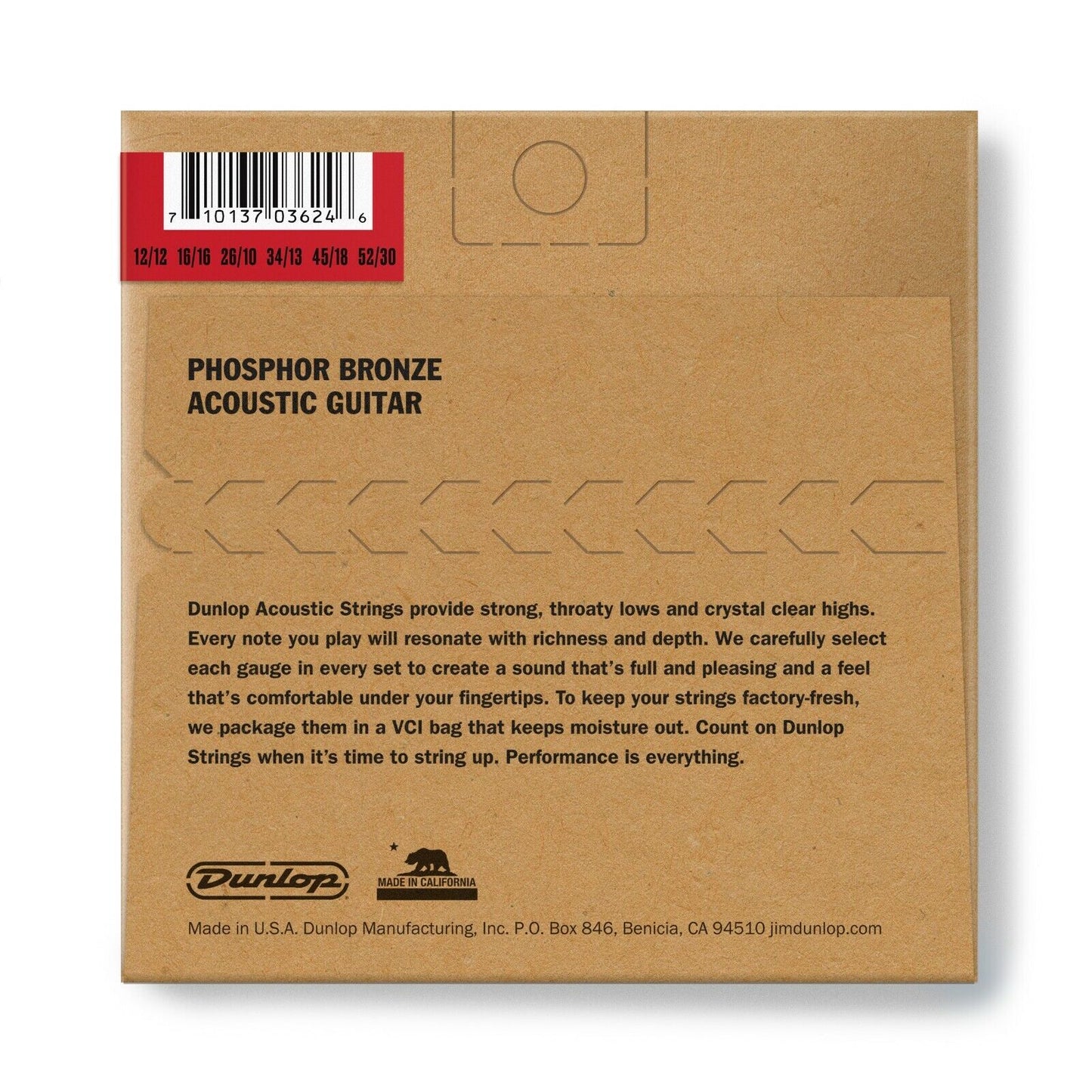 Dunlop 12 String Phosphor Bronze 12-52 Medium Acoustic Guitar Strings DAP1252J