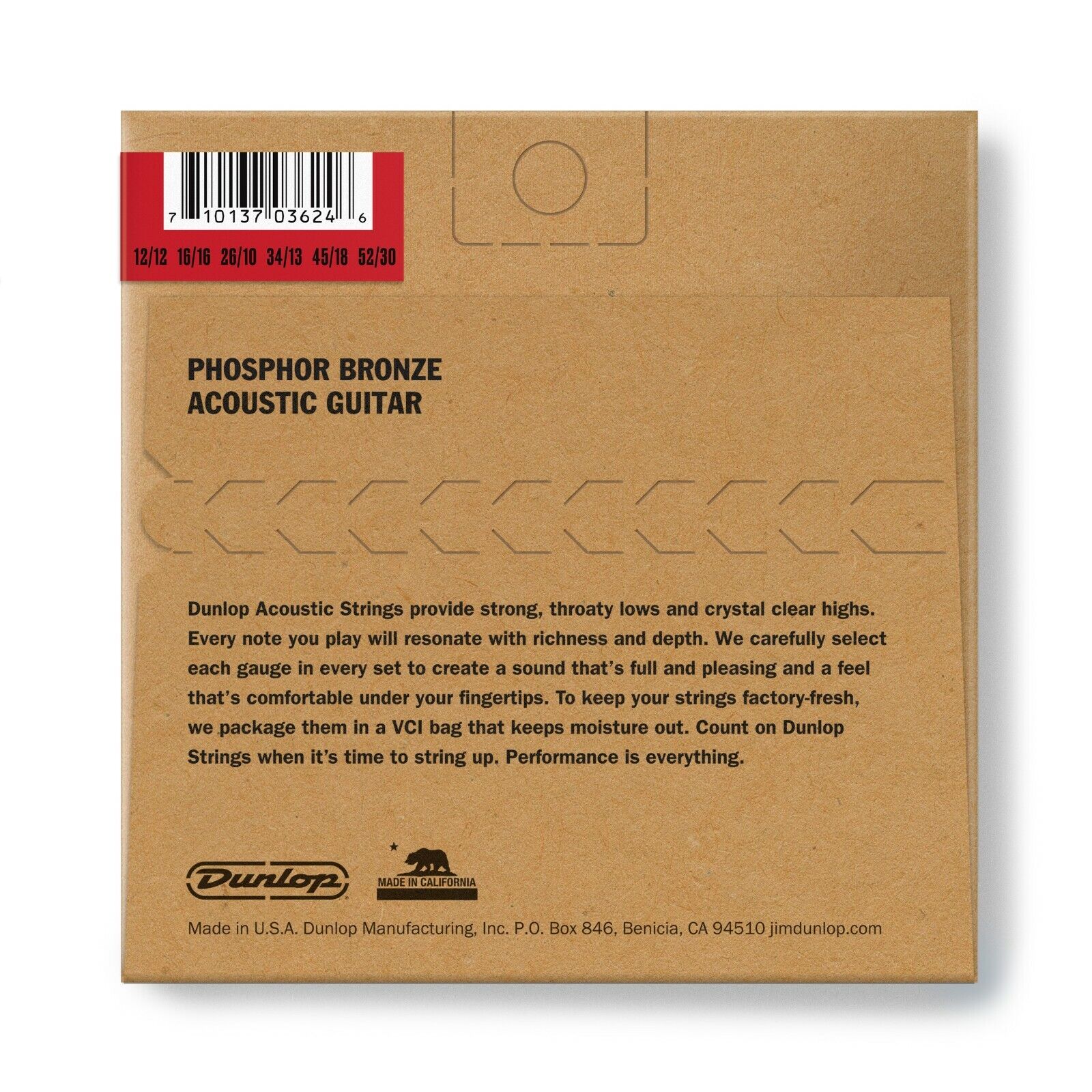 Dunlop 12 String Phosphor Bronze 12-52 Medium Acoustic Guitar Strings DAP1252J