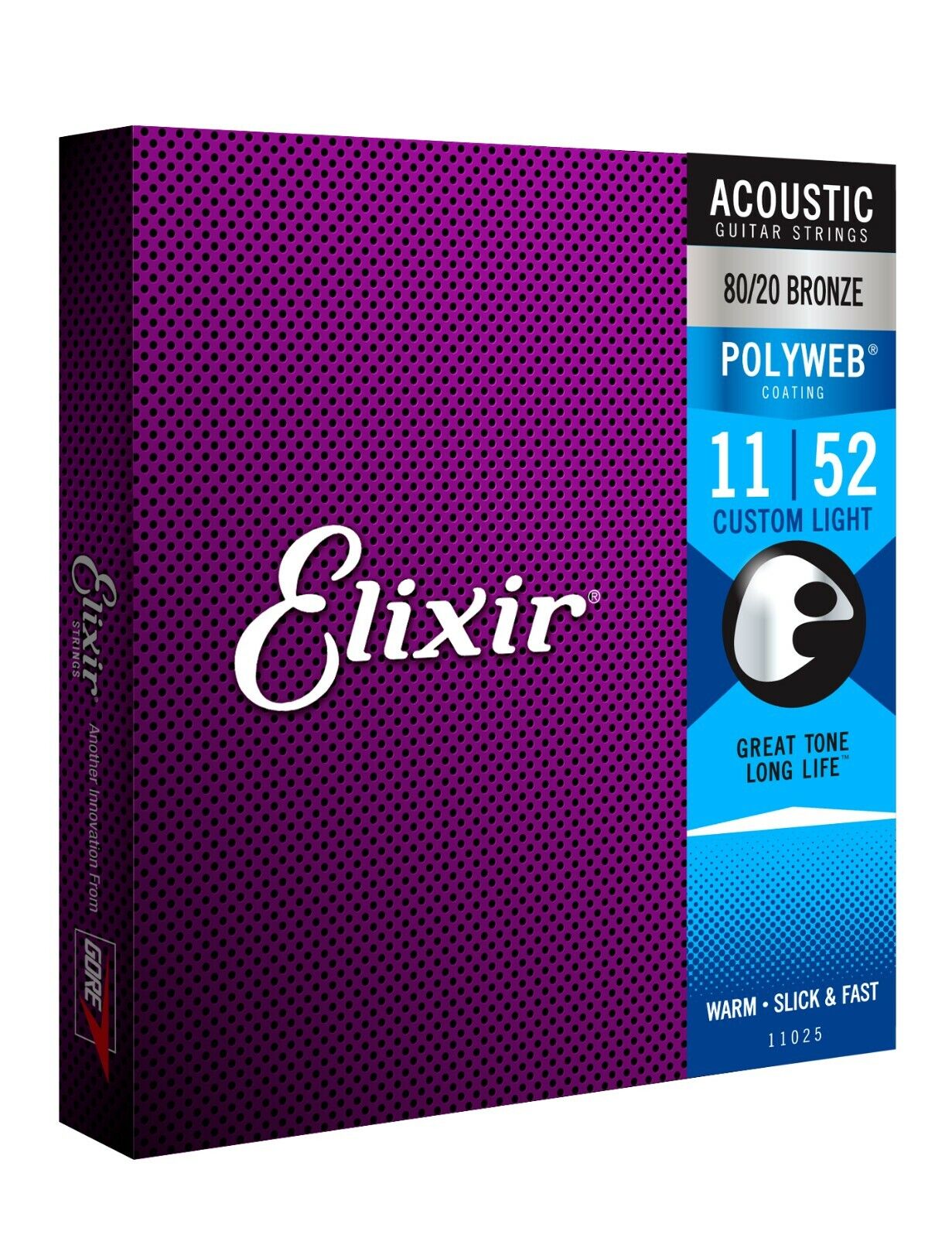 Elixir Polyweb Coated 11-52 Custom Light 80/20 Bronze Acoustic Strings 11025