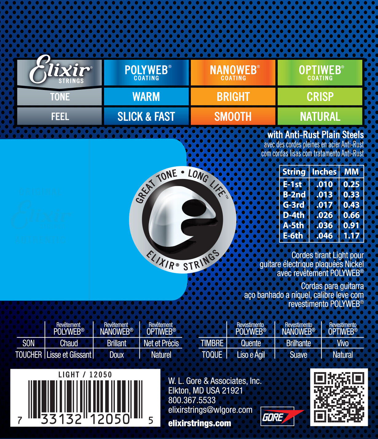 Elixir Polyweb Coated 10-46 Custom Light Nickel Electric Guitar Strings E12050