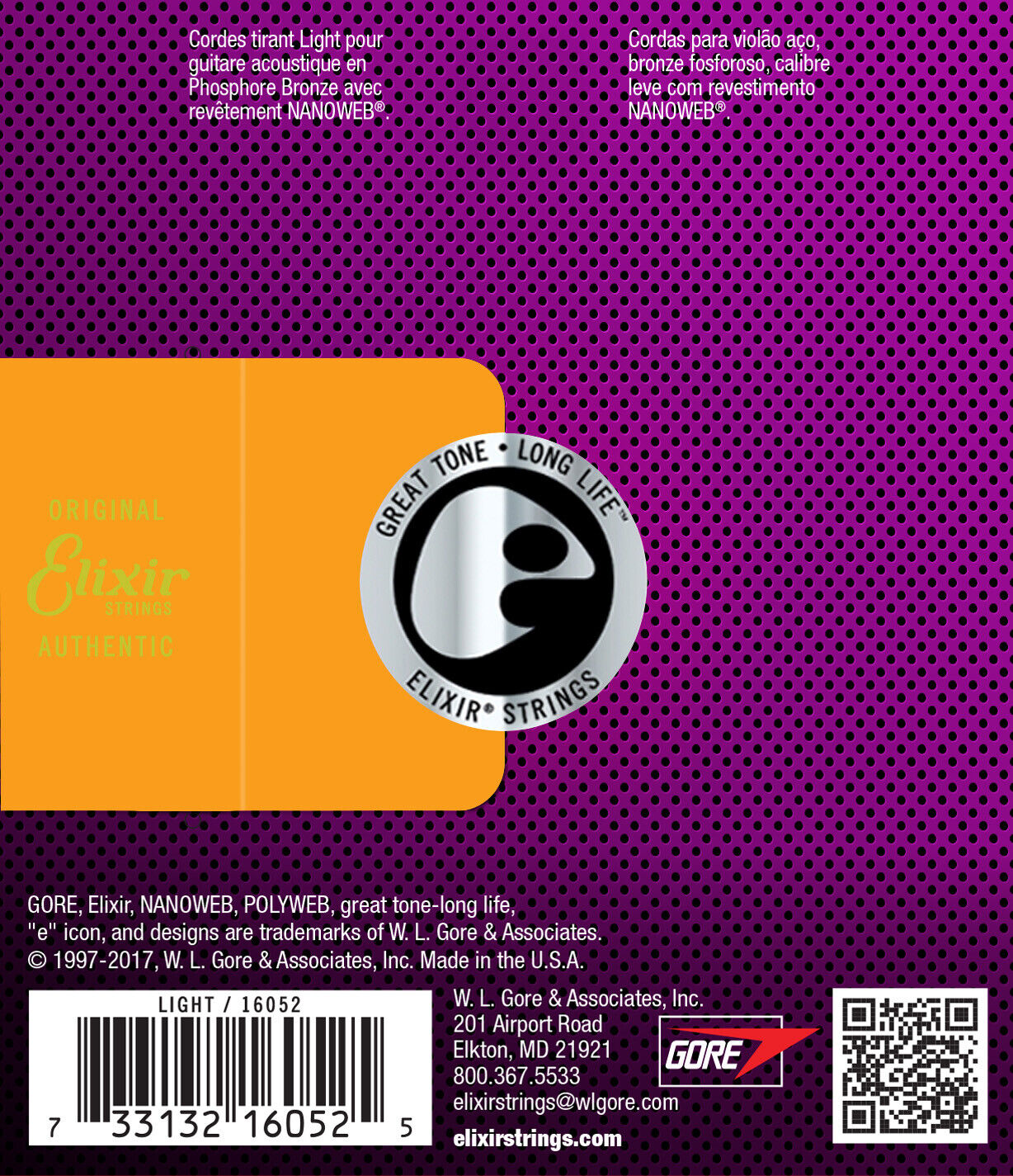 Elixir Nanoweb Coated 12-53 Light Phosphor Bronze Acoustic Strings 16052
