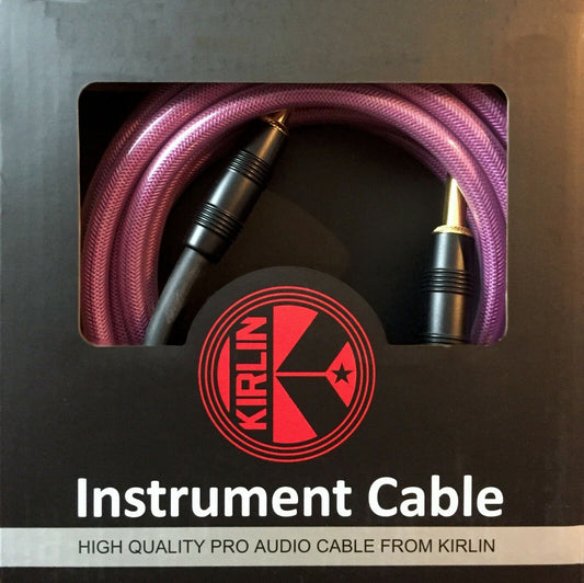 Kirlin 20ft Gel Series Pro Audio Purple Guitar Lead - straight jack-jack