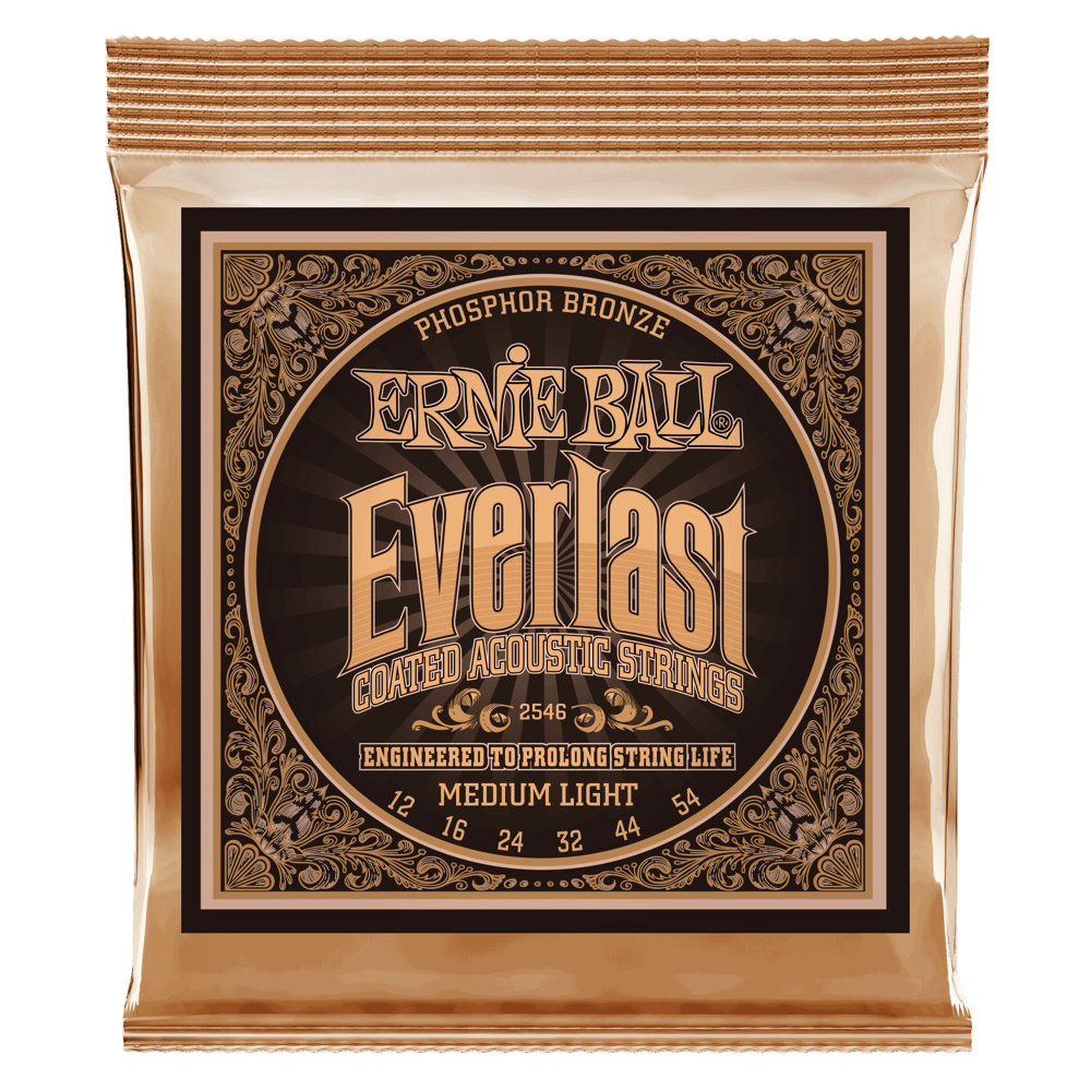 Ernie Ball Everlast COATED Phosphor Bronze Med-Light 12-54 Acoustic Strings 2546