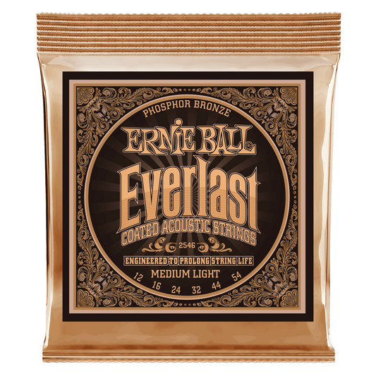 Ernie Ball Everlast COATED Phosphor Bronze Med-Light 12-54 Acoustic Strings 2546
