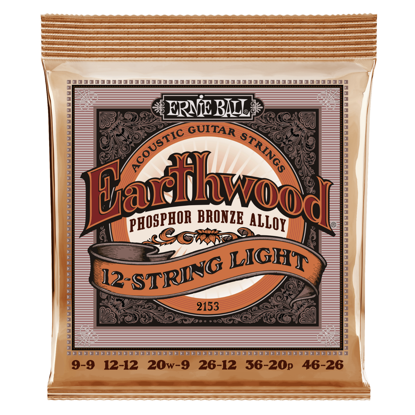 Ernie Ball 12 String PHOSPHOR Bronze Light 09-46 Acoustic Guitar Strings 2153