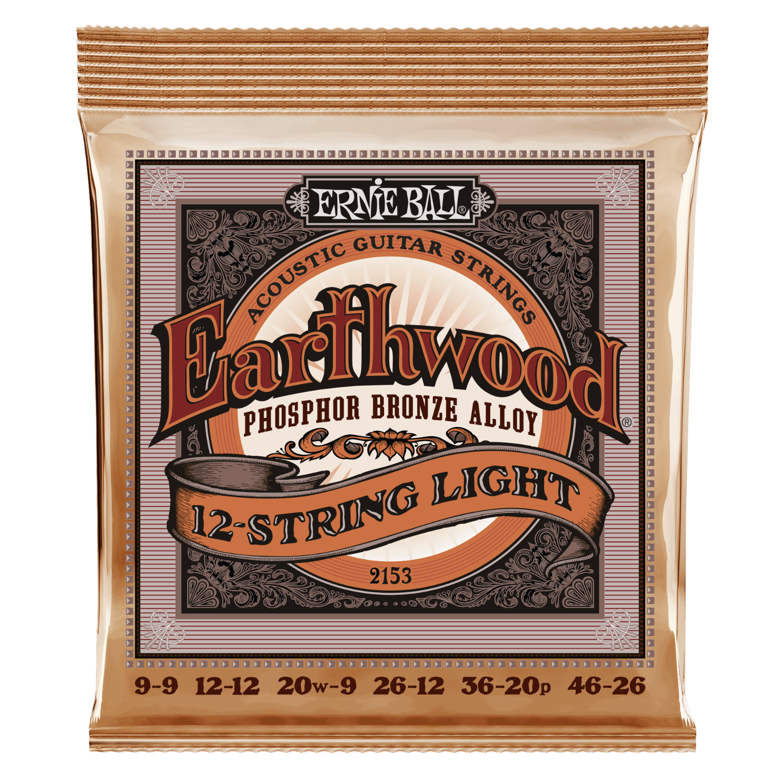 Ernie Ball 12 String PHOSPHOR Bronze Light 09-46 Acoustic Guitar Strings 2153