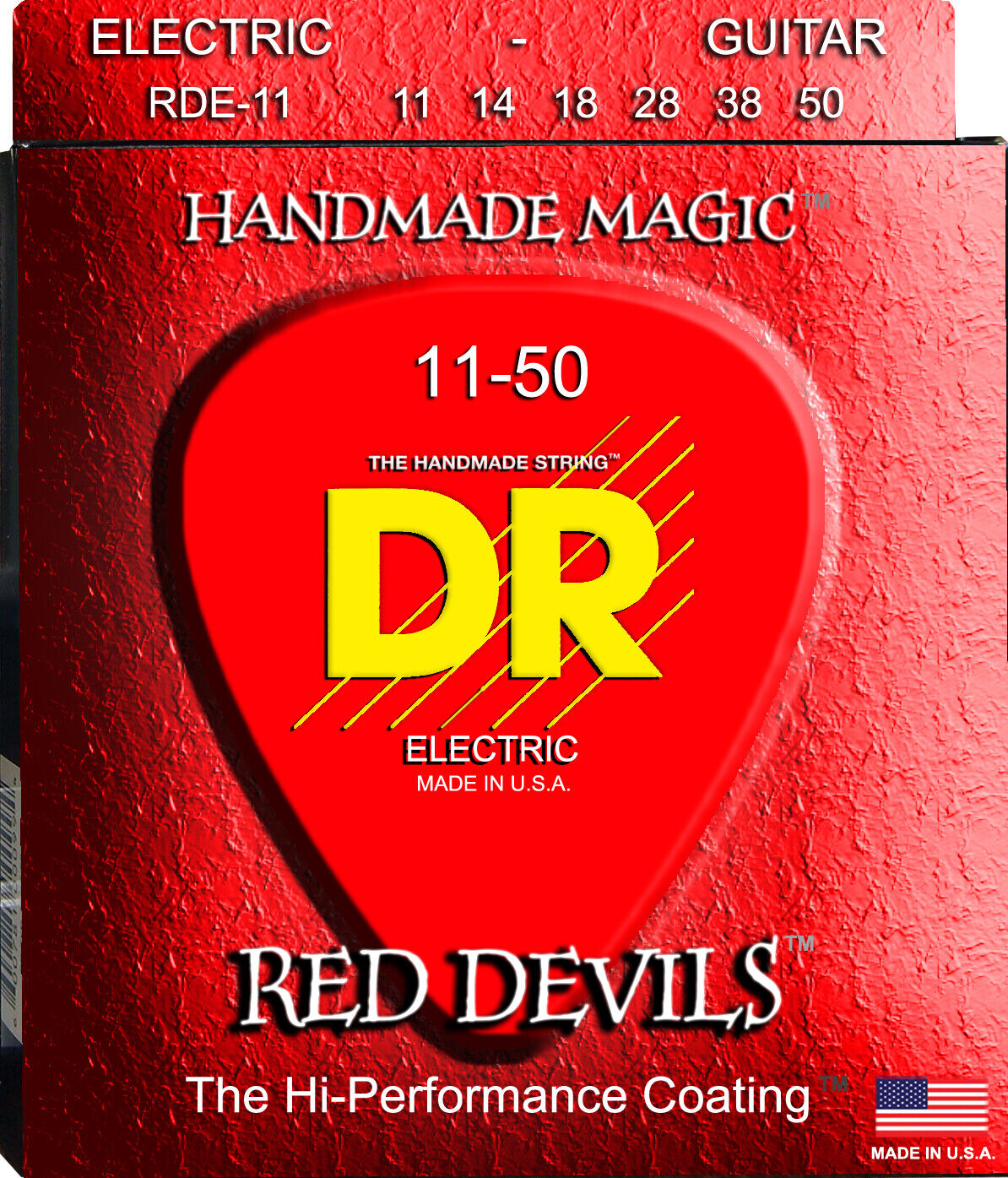 Dr Handmade Red Devils Red Coated Electric Guitar Strings 10s 11s