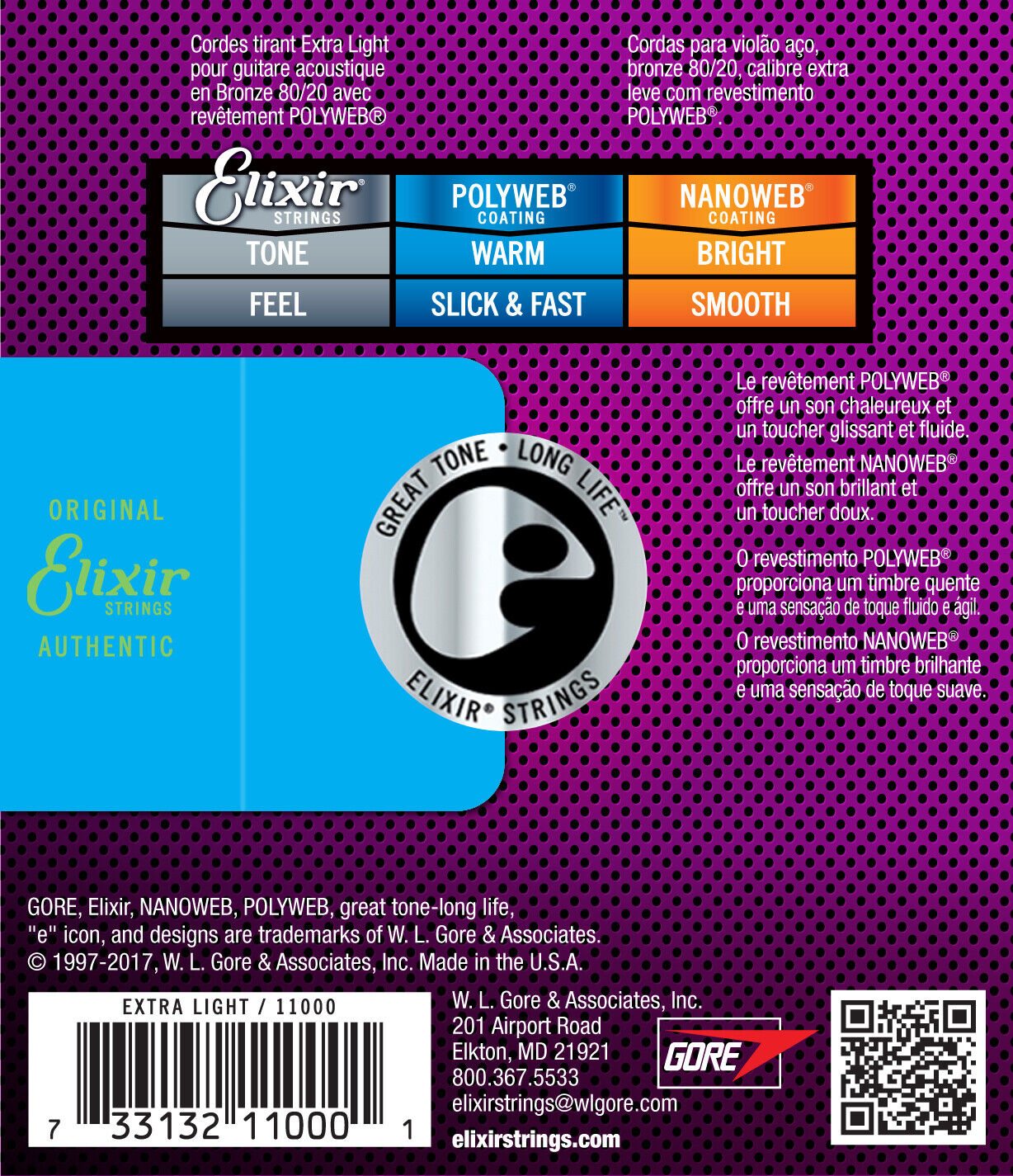 Elixir Polyweb Coated 10-47 Extra Light 80/20 Bronze Acoustic Strings 11000