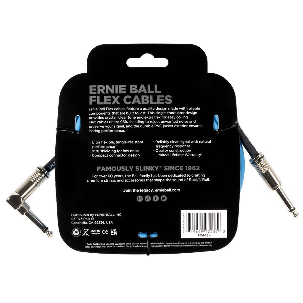 Ernie Ball Flex Blue 10ft Guitar / Instrument Cable Lead