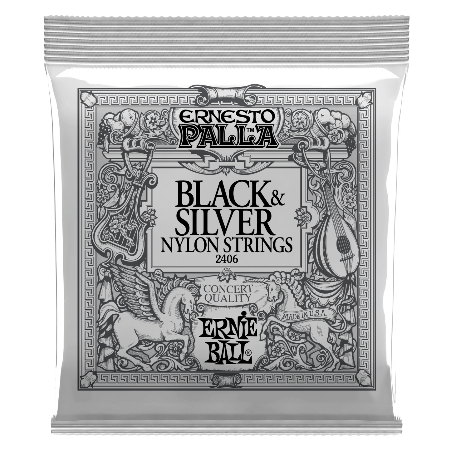 Ernie Ball Ernesto Palla Black & Silver Nylon Classical Guitar Strings 2406