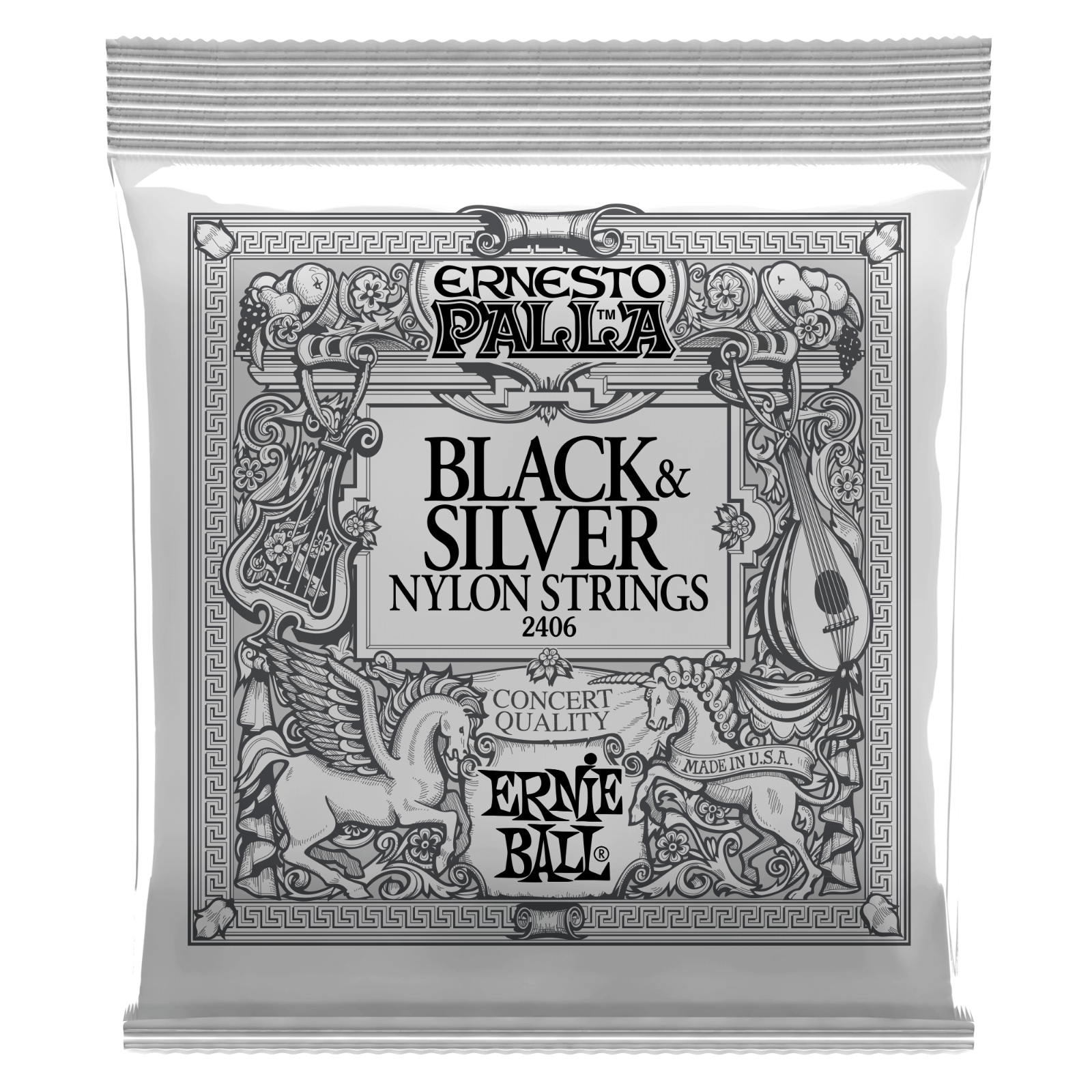 Ernie Ball Ernesto Palla Black & Silver Nylon Classical Guitar Strings 2406