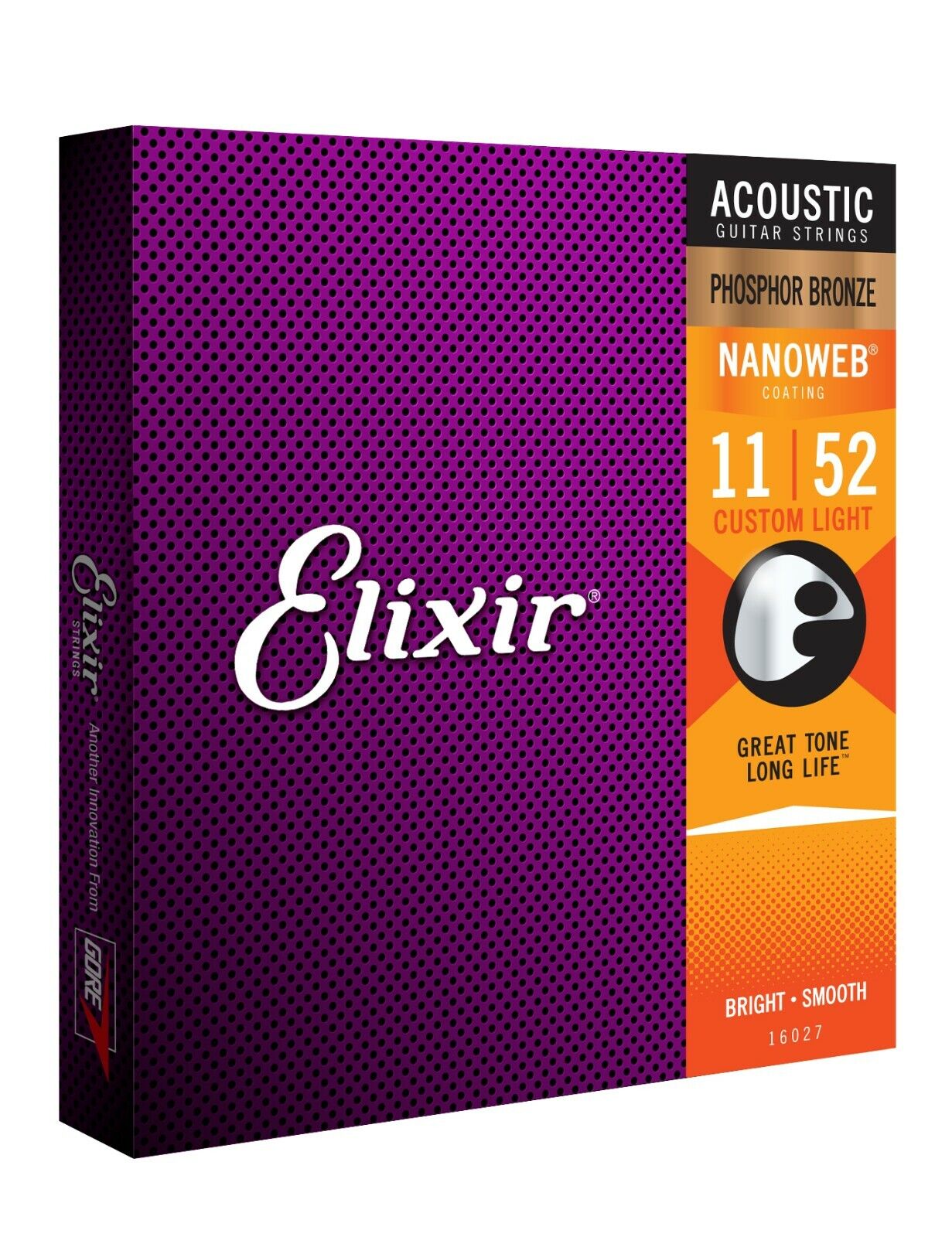 Elixir Nanoweb Coated 11-52 Custom Light Phosphor Bronze Acoustic Strings 16027