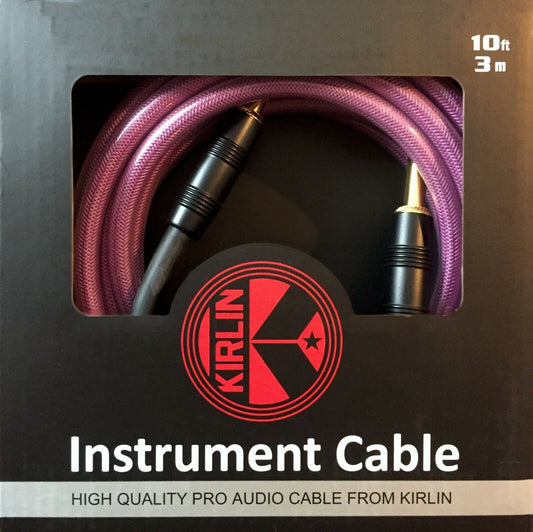 Kirlin 10ft Gel Series Pro Audio Purple Guitar Lead - straight jack-jack