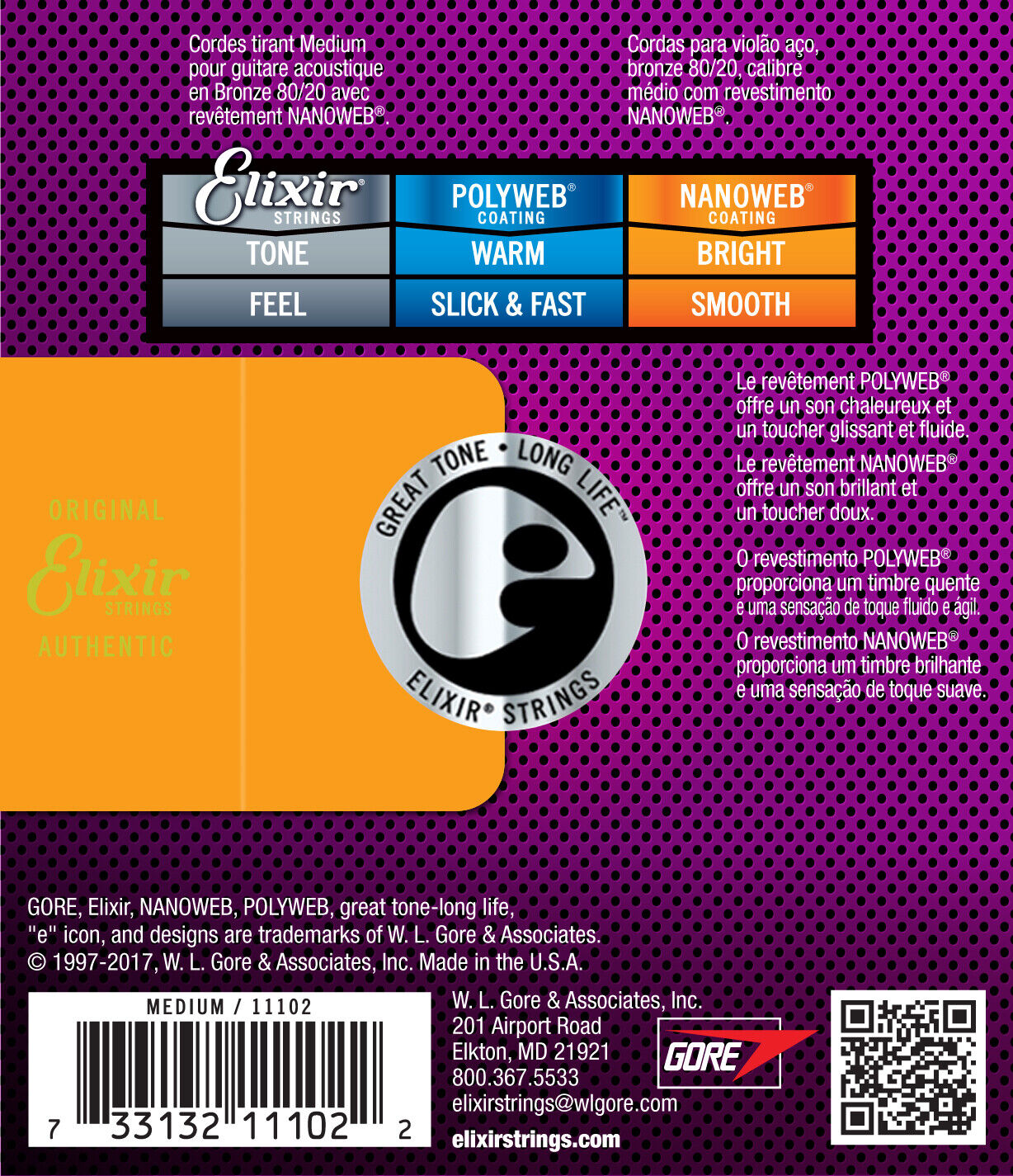 Elixir Nanoweb Coated 13-56 Medium 80/20 Bronze Acoustic Strings 11102