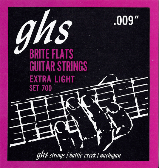 Ghs Brite Flats 09-42 Extra Light Flatwound Feel Electric Guitar Strings 700